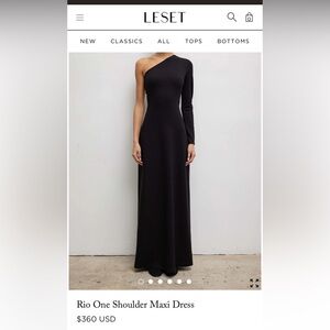 LESET Black One Shoulder Long Sleeve Cocktail Gown